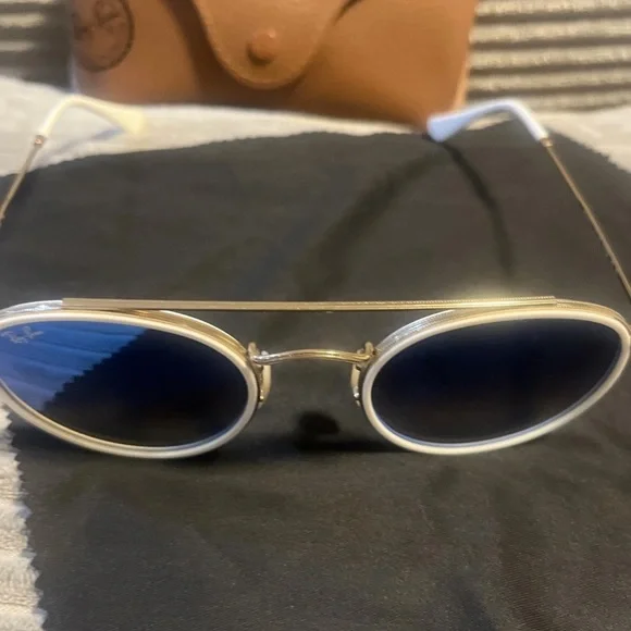 RAY BAN RB3647-N 51[]22 145 BLUE MIRROR BROWN GRADIENT ROUND AVIATOR SUNGLASSES - Picture 2 of 9